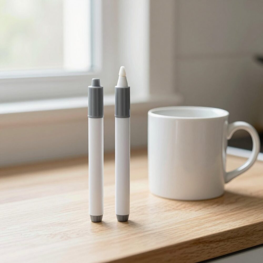 Grout Refresh Pen (2-pack): Real size, next to a coffee mug